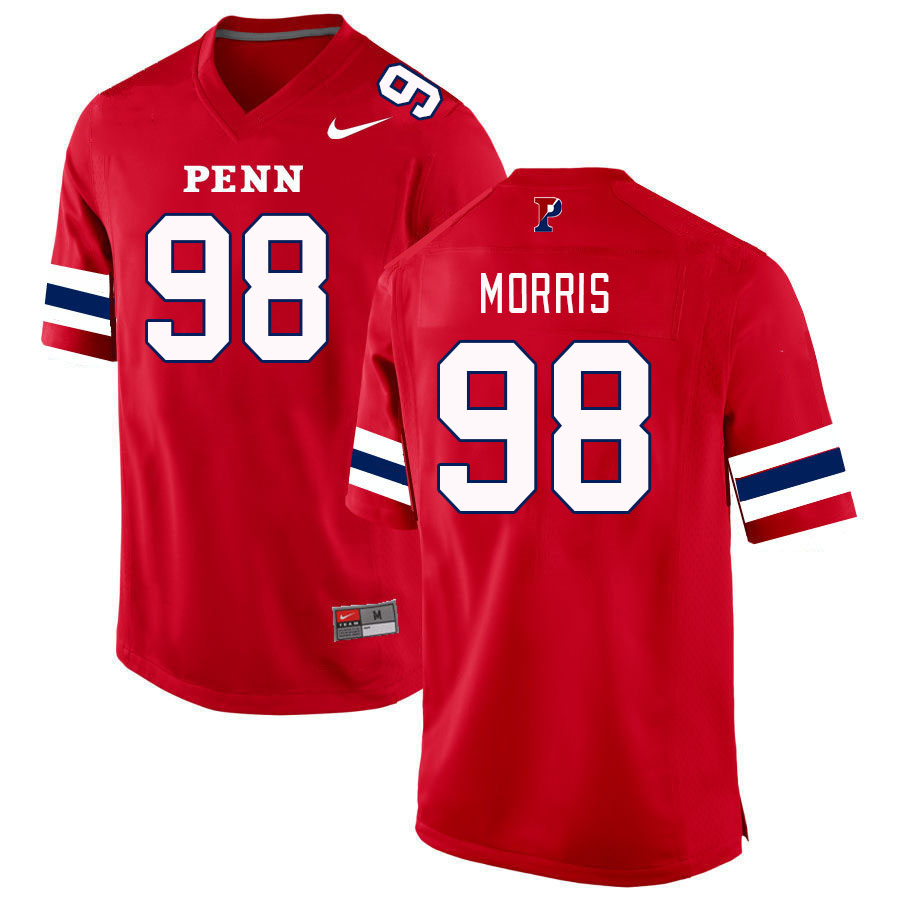 Men-Youth #98 Micah Morris Penn-Quakers 2023 College Football Jerseys Stitched-Red